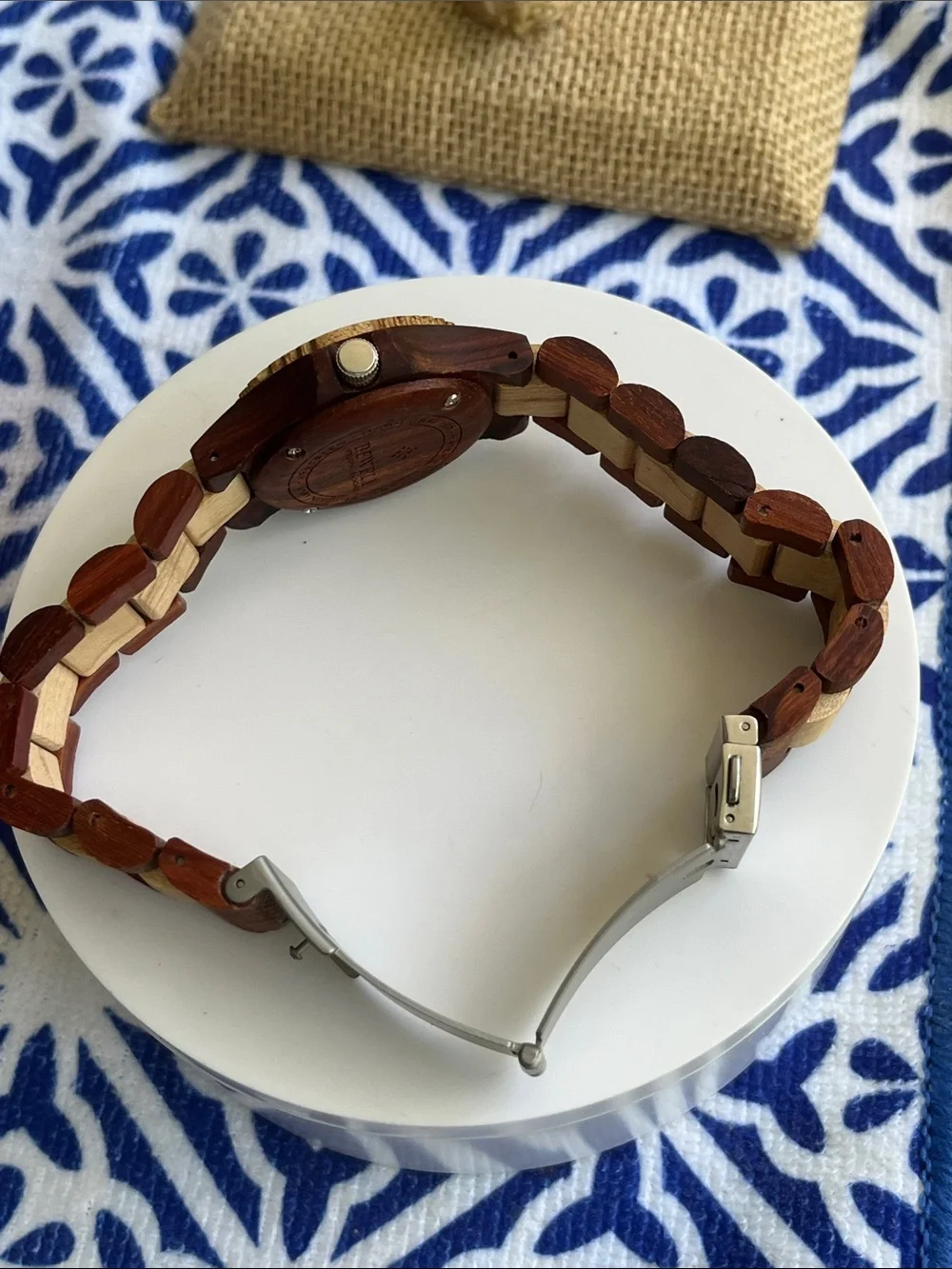 BEWELL Wooden Watch in Two-Tone Brown and Light Wood New Battery
